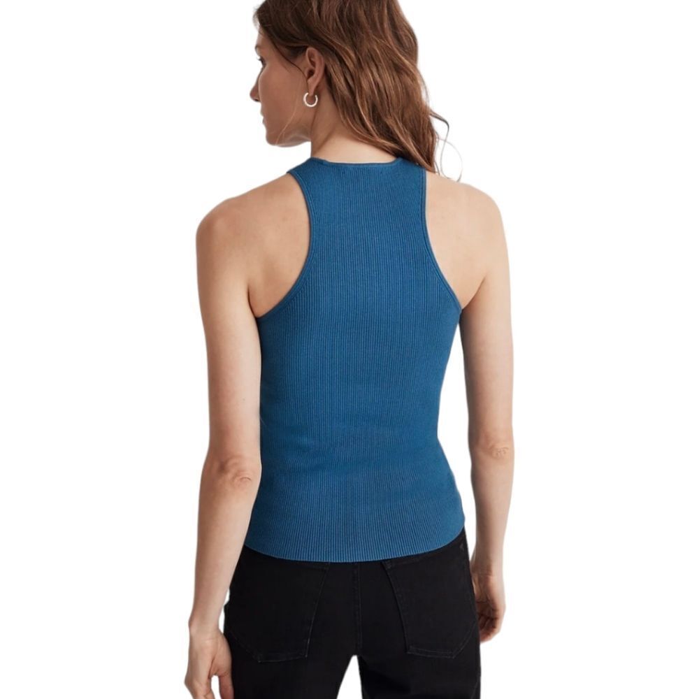 Madewell Sweater Cutaway Soft Ribbed Tank sz L NM596 In Pacific Cove NWT - Picture 2 of 11
